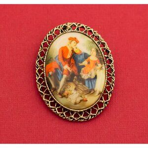 Vintage Classical Painting Brooch - F28